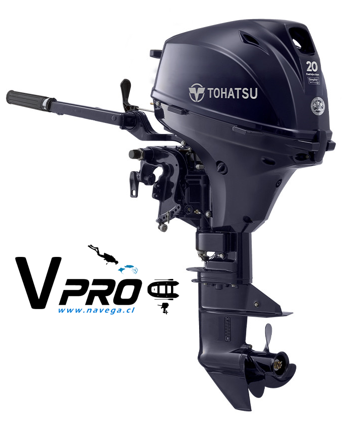Motor fuera de borda Tohatsu 20HP 4 tiempos Mando popero pata corta